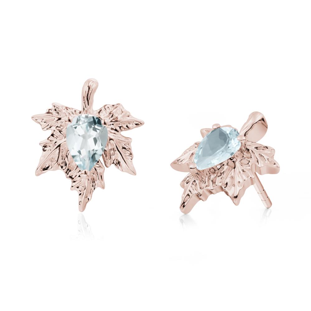 Maple Pear Shaped Aquamarine Earrings - LUO Jewelry #metal_14k rose gold