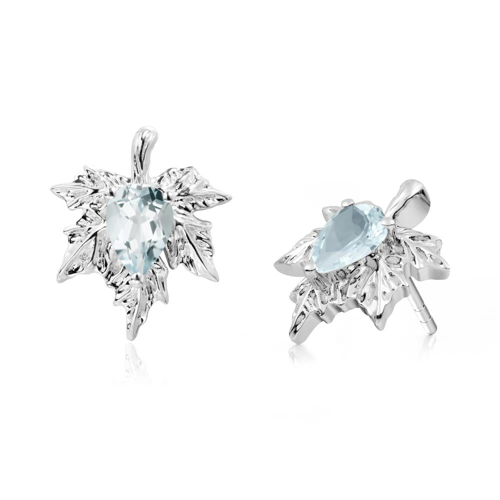 Maple Pear Shaped Aquamarine Earrings - LUO Jewelry #metal_14k white gold