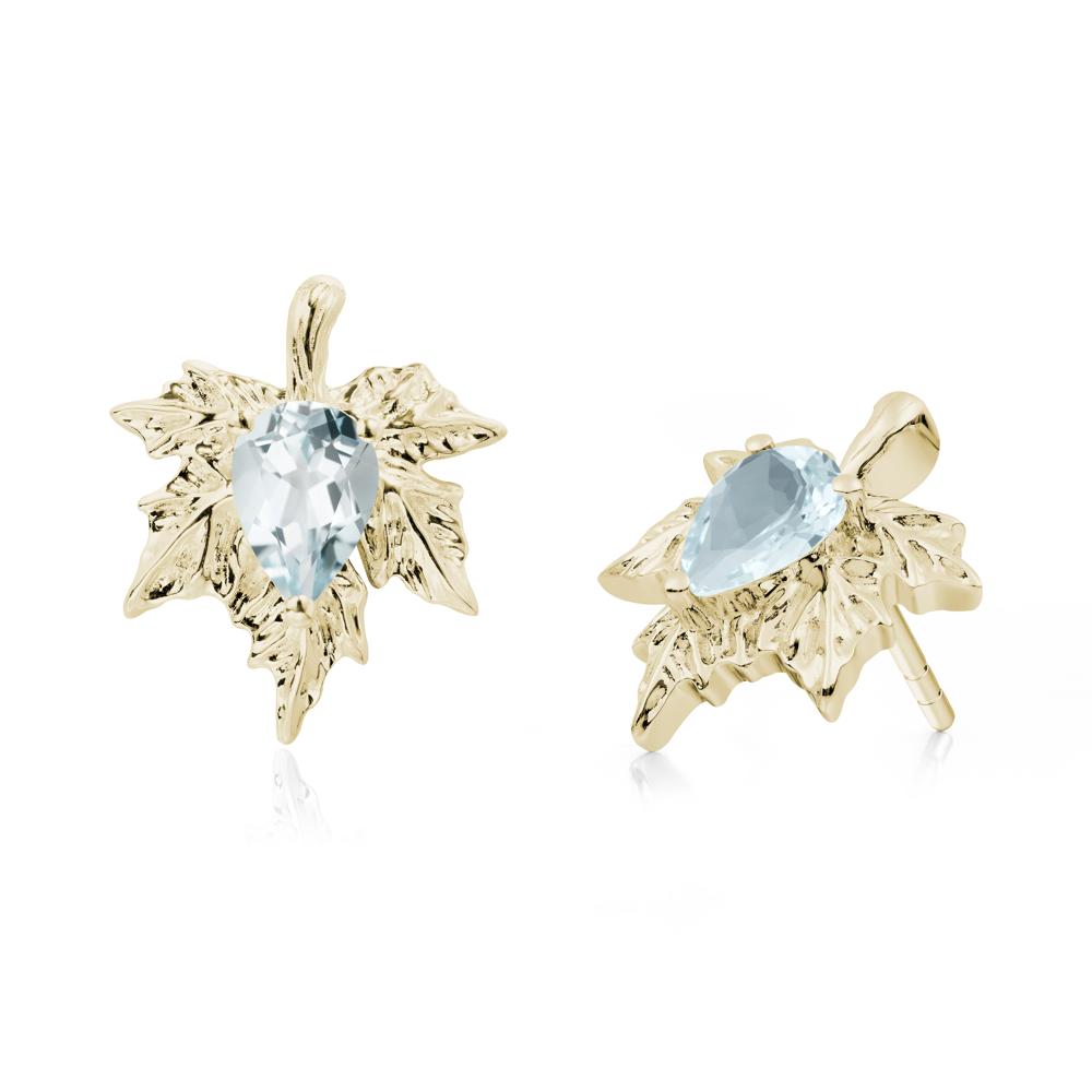 Maple Pear Shaped Aquamarine Earrings - LUO Jewelry #metal_14k yellow gold