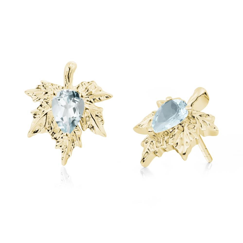 Maple Pear Shaped Aquamarine Earrings - LUO Jewelry #metal_18k yellow gold