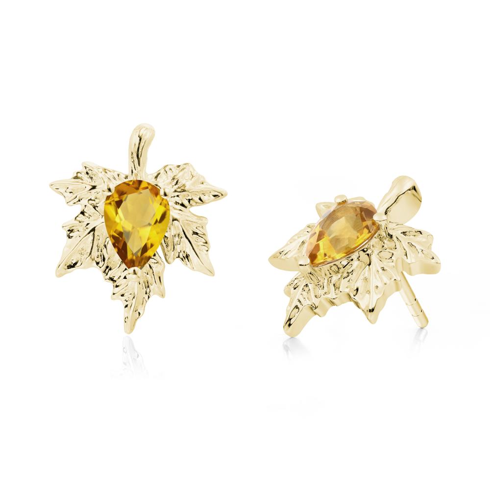 Maple Leaf Citrine Stud Earrings - LUO Jewelry #metal_18k yellow gold
