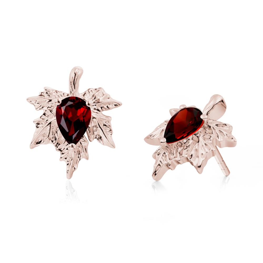 Garnet Maple Stud Earrings - LUO Jewelry #metal_14k rose gold