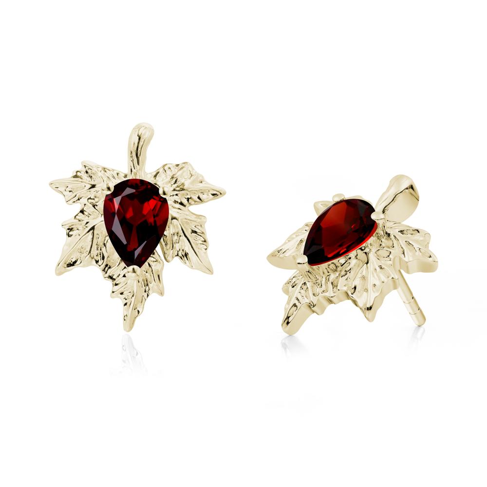 Garnet Maple Stud Earrings - LUO Jewelry #metal_14k yellow gold