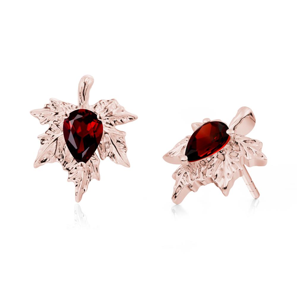 Garnet Maple Stud Earrings - LUO Jewelry #metal_18k rose gold