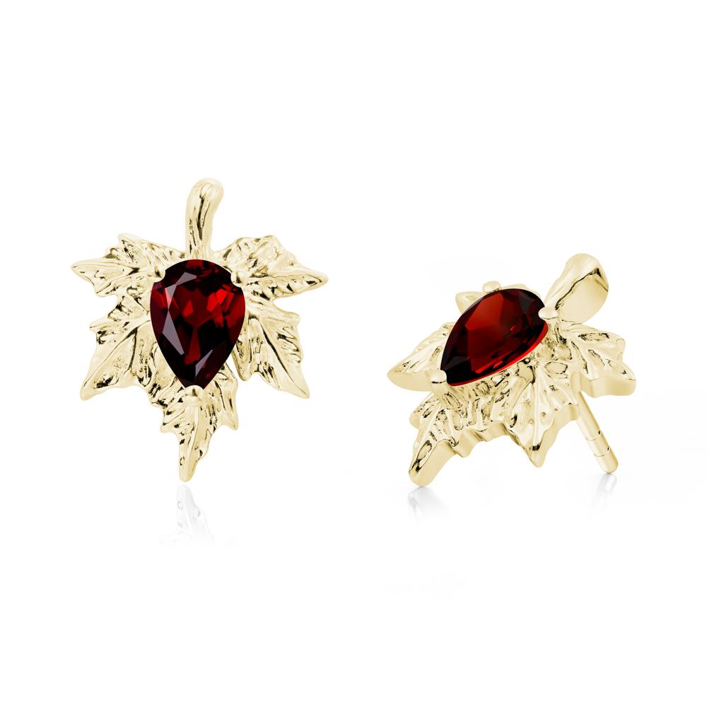 Garnet Maple Stud Earrings - LUO Jewelry #metal_18k yellow gold