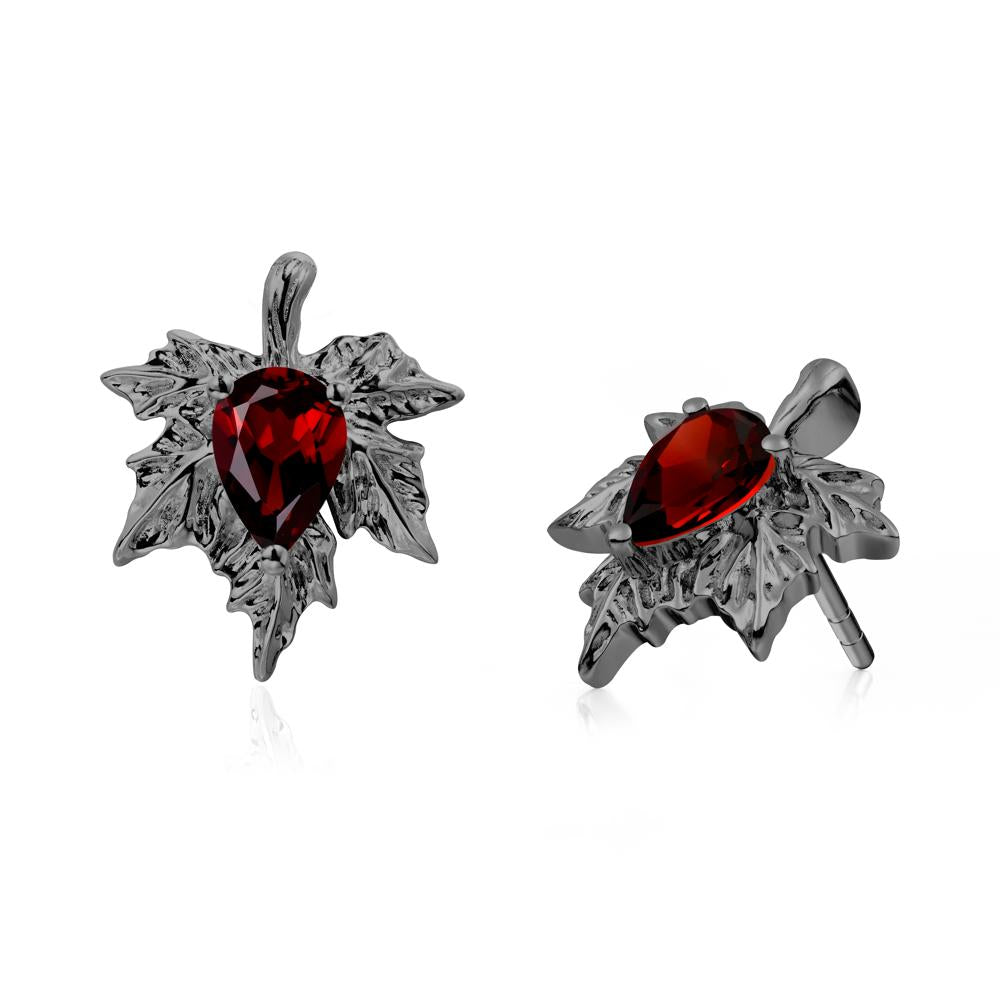 Garnet Maple Stud Earrings - LUO Jewelry #metal_black finish sterling silver