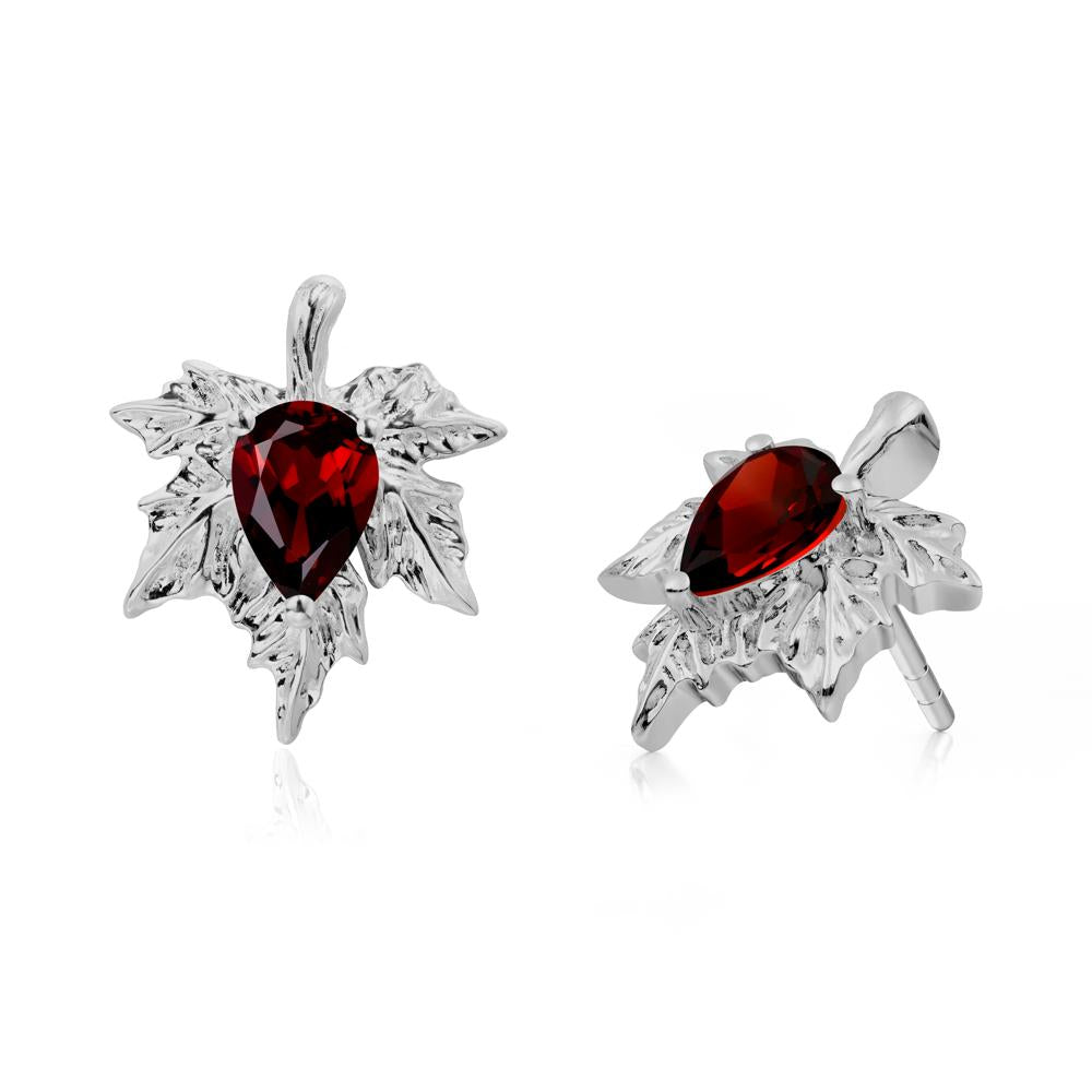 Garnet Maple Stud Earrings - LUO Jewelry #metal_platinum
