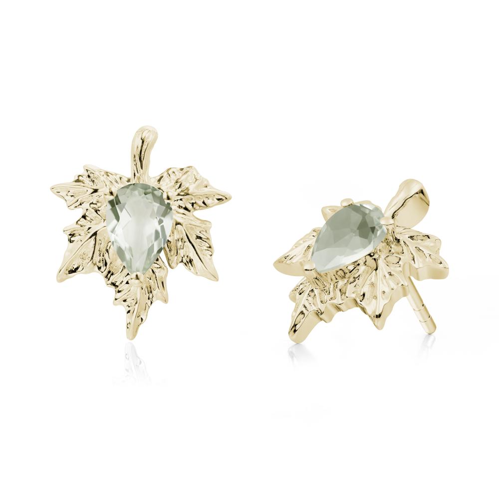Maple Pear Shaped Green Amethyst Earrings - LUO Jewelry #metal_14k yellow gold
