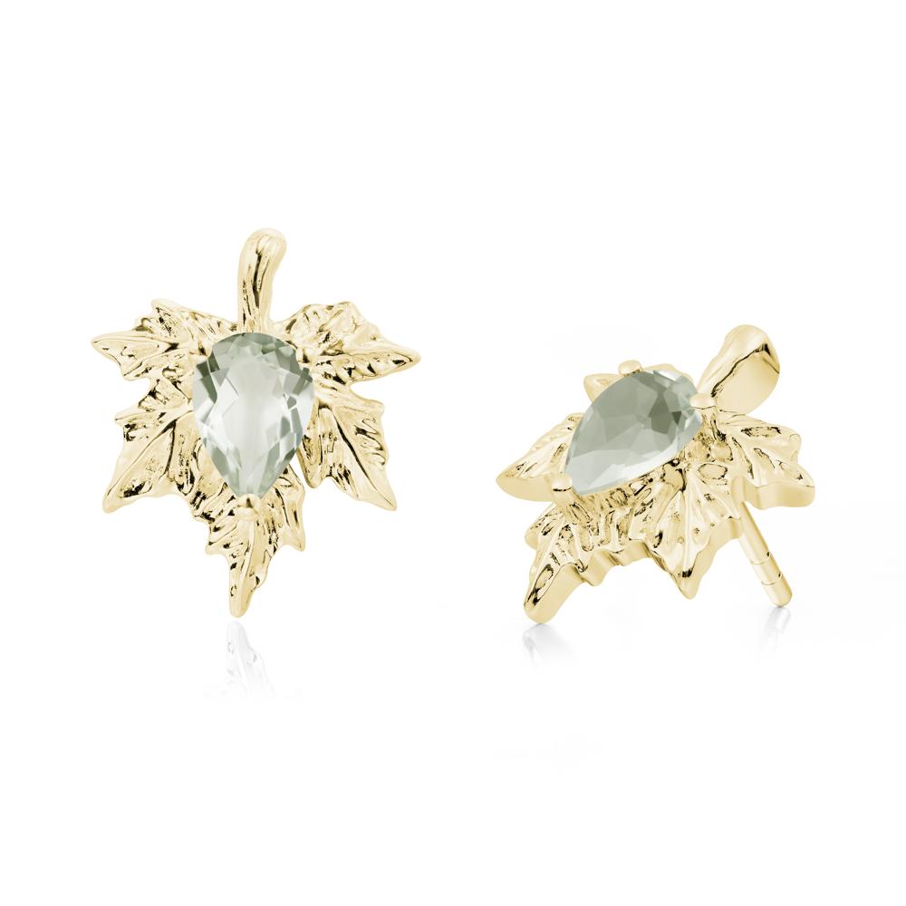 Maple Pear Shaped Green Amethyst Earrings - LUO Jewelry #metal_18k yellow gold
