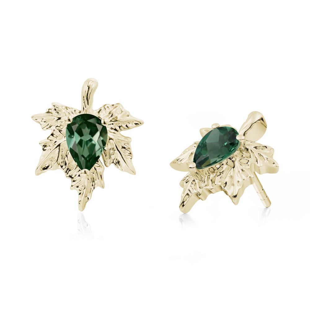 Maple Pear Shaped Green Sapphire Earrings - LUO Jewelry #metal_14k yellow gold