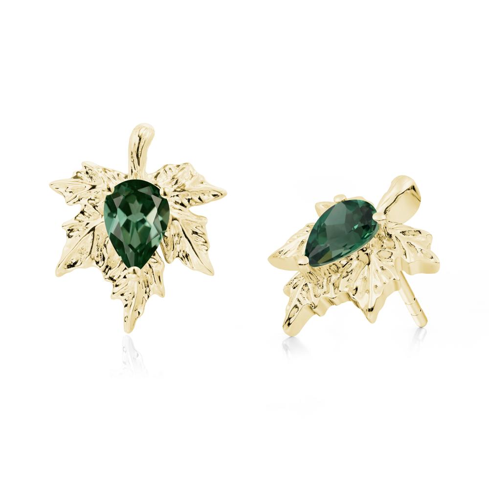 Maple Pear Shaped Green Sapphire Earrings - LUO Jewelry #metal_18k yellow gold