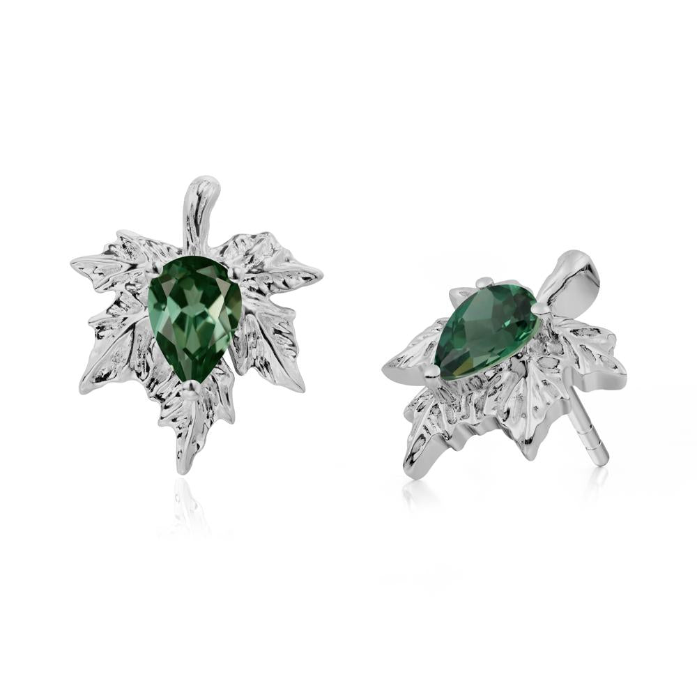 Maple Pear Shaped Green Sapphire Earrings - LUO Jewelry #metal_platinum