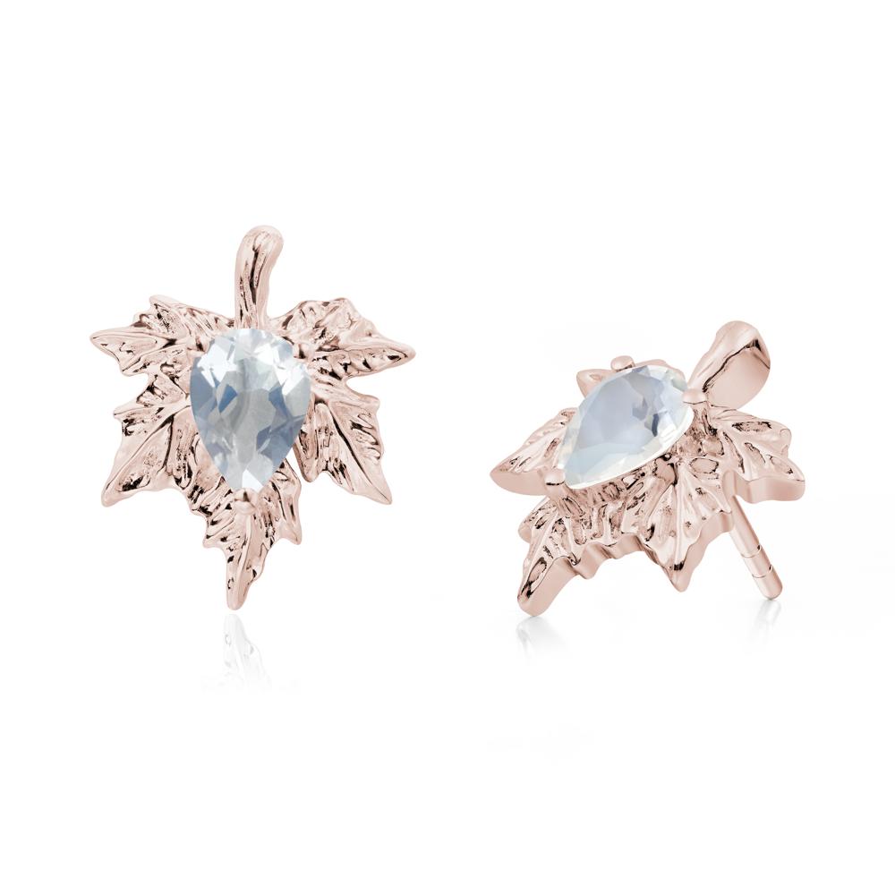 Moonstone Maple Stud Earrings - LUO Jewelry #metal_14k rose gold
