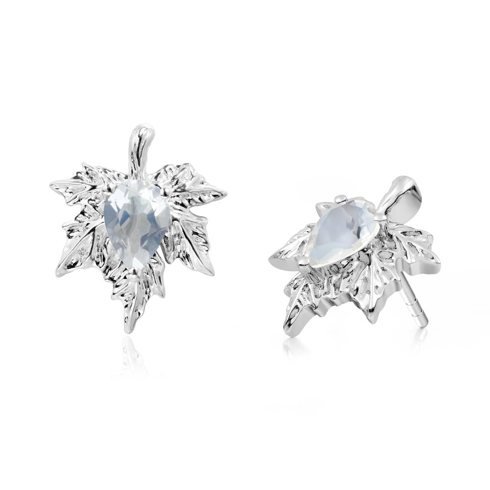 Moonstone Maple Stud Earrings - LUO Jewelry #metal_18k white gold