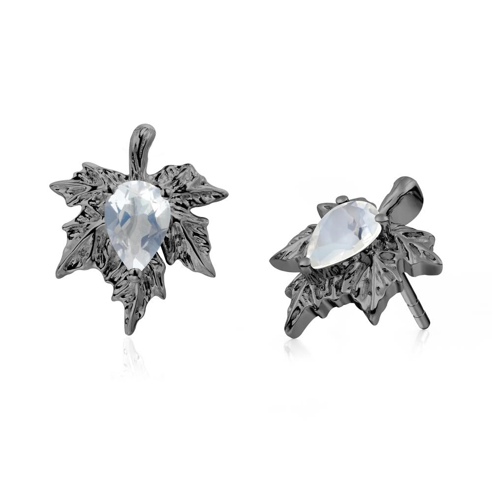 Moonstone Maple Stud Earrings - LUO Jewelry #metal_black finish sterling silver