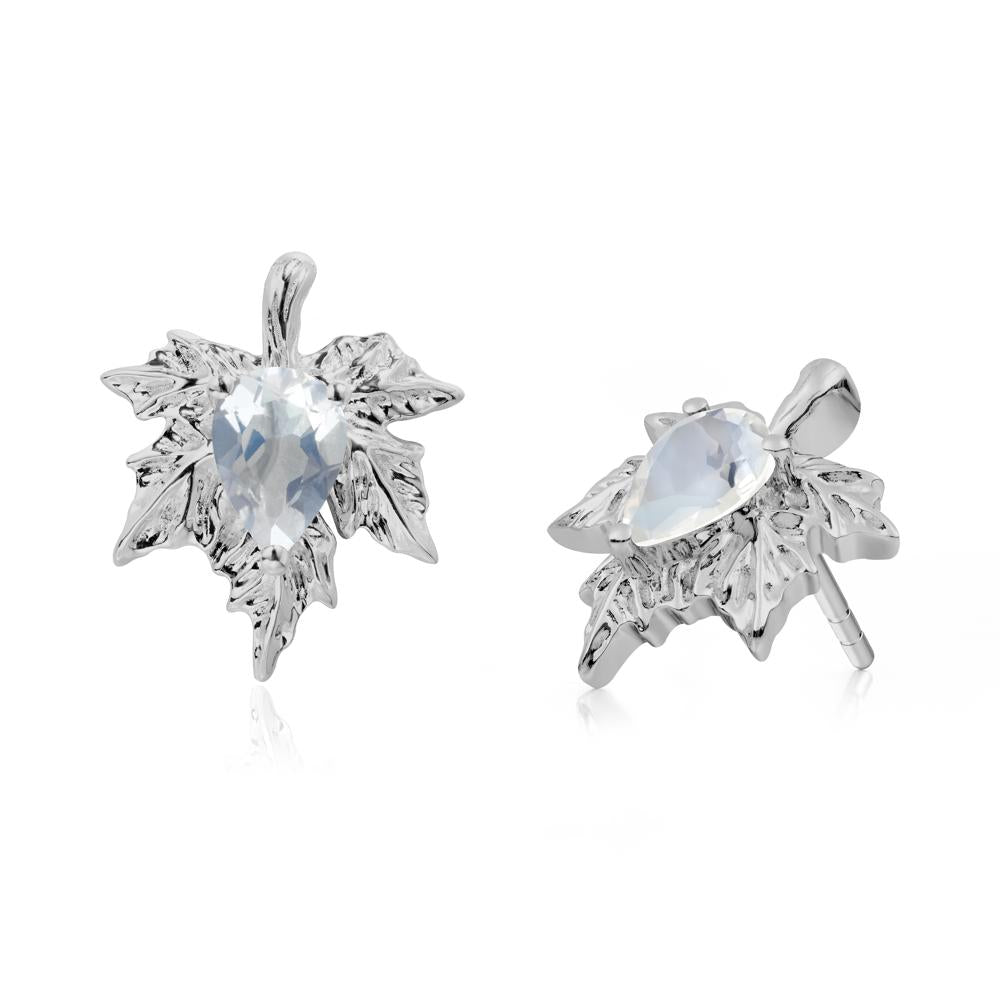 Moonstone Maple Stud Earrings - LUO Jewelry #metal_platinum