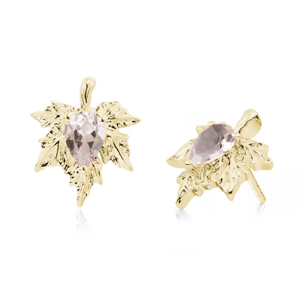 Morganite Maple Stud Earrings - LUO Jewelry #metal_18k yellow gold