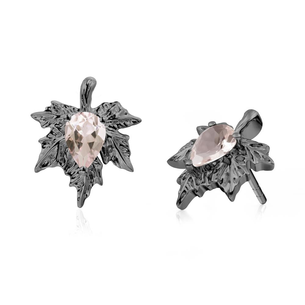 Morganite Maple Stud Earrings - LUO Jewelry #metal_black finish sterling silver