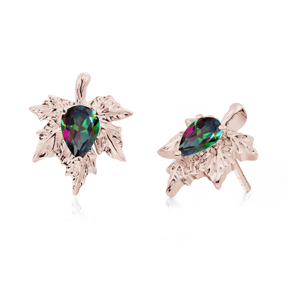 Maple Leaf Mystic Topaz Stud Earrings - LUO Jewelry #metal_14k rose gold
