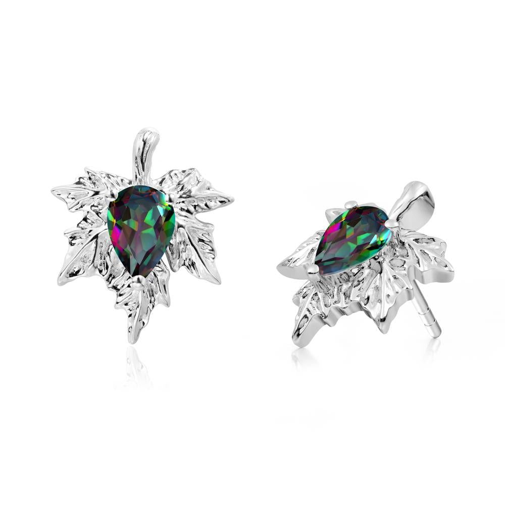 Maple Leaf Mystic Topaz Stud Earrings - LUO Jewelry #metal_sterling silver