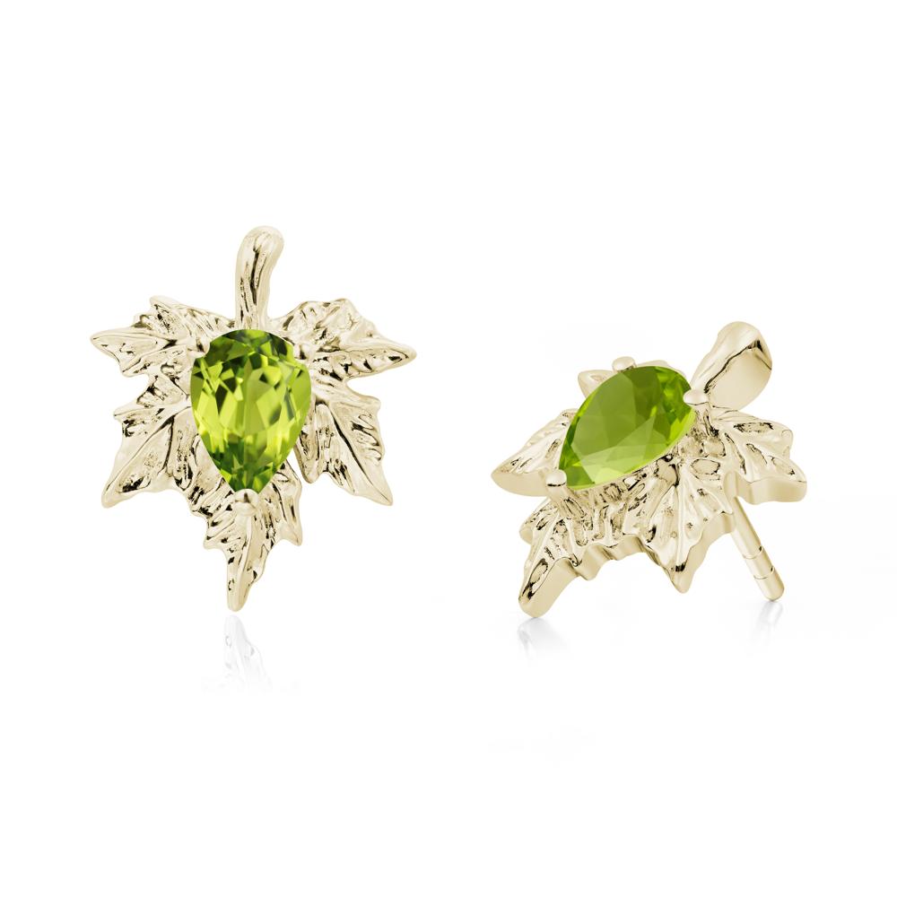 Maple Pear Shaped Peridot Earrings - LUO Jewelry #metal_14k yellow gold