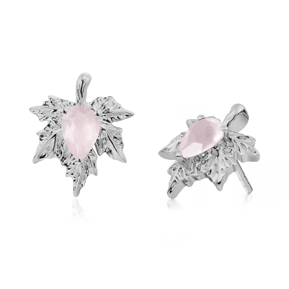 Maple Pear Shaped Rose Quartz Earrings - LUO Jewelry #metal_platinum