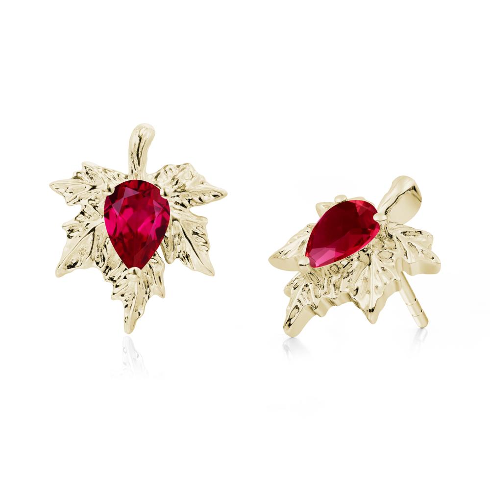 Ruby Maple Stud Earrings - LUO Jewelry #metal_14k yellow gold