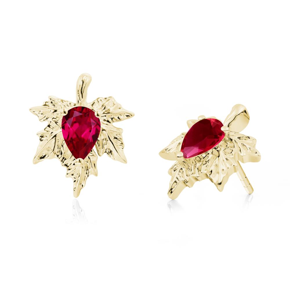 Ruby Maple Stud Earrings - LUO Jewelry #metal_18k yellow gold