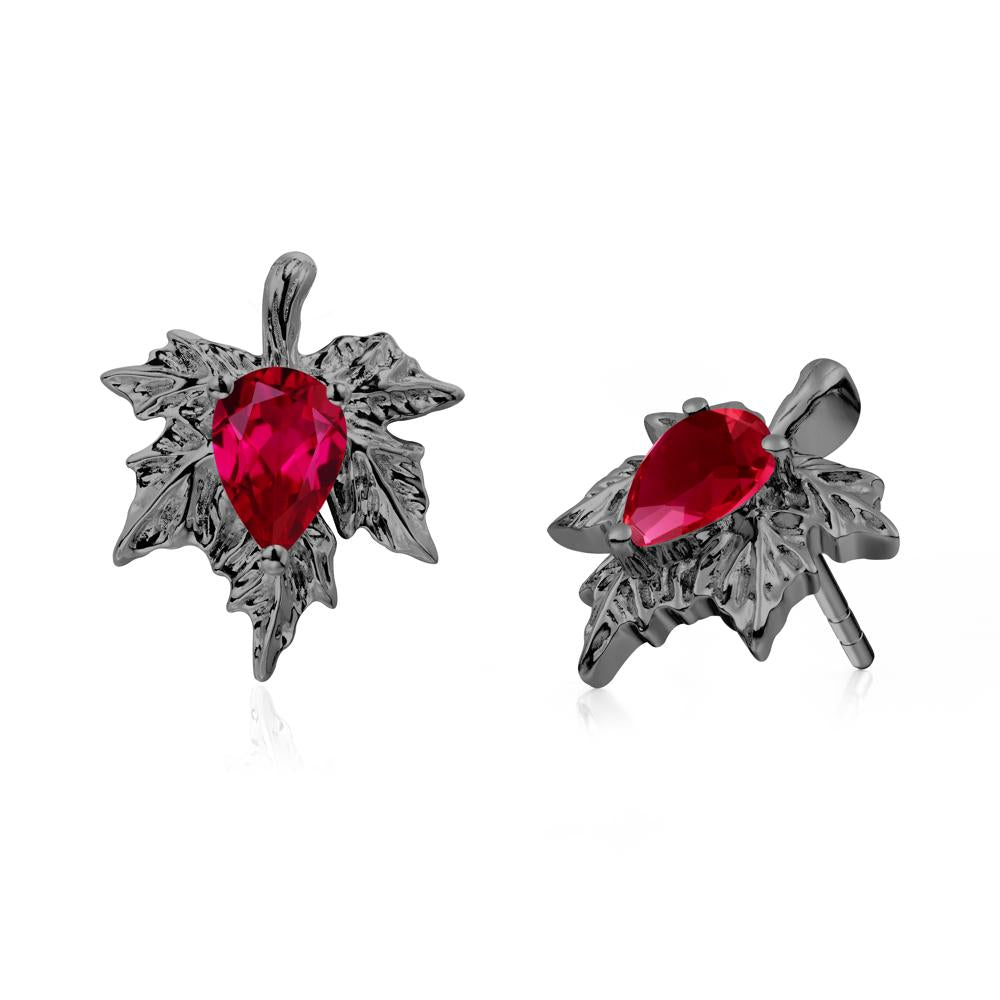 Ruby Maple Stud Earrings - LUO Jewelry #metal_black finish sterling silver