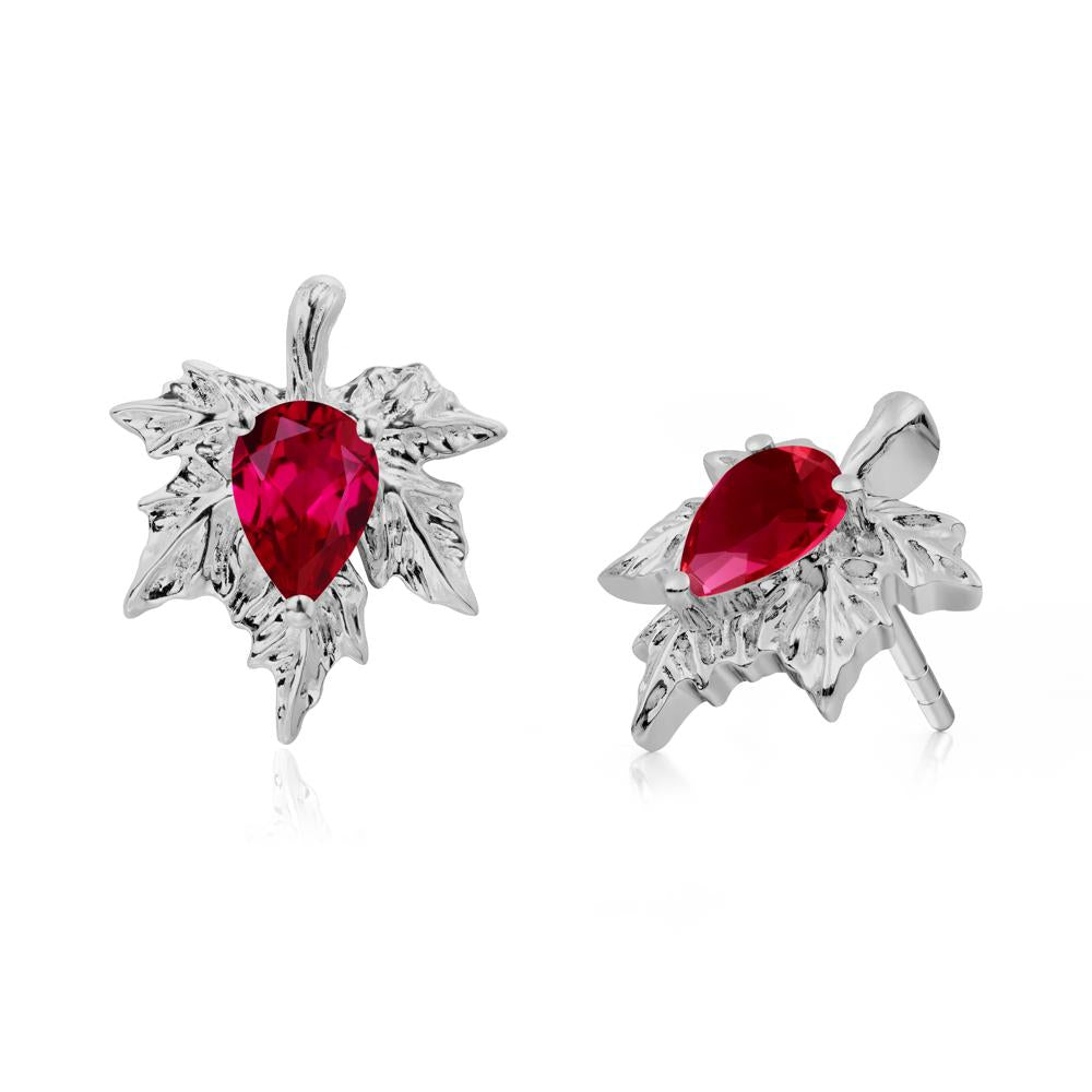Ruby Maple Stud Earrings - LUO Jewelry #metal_platinum