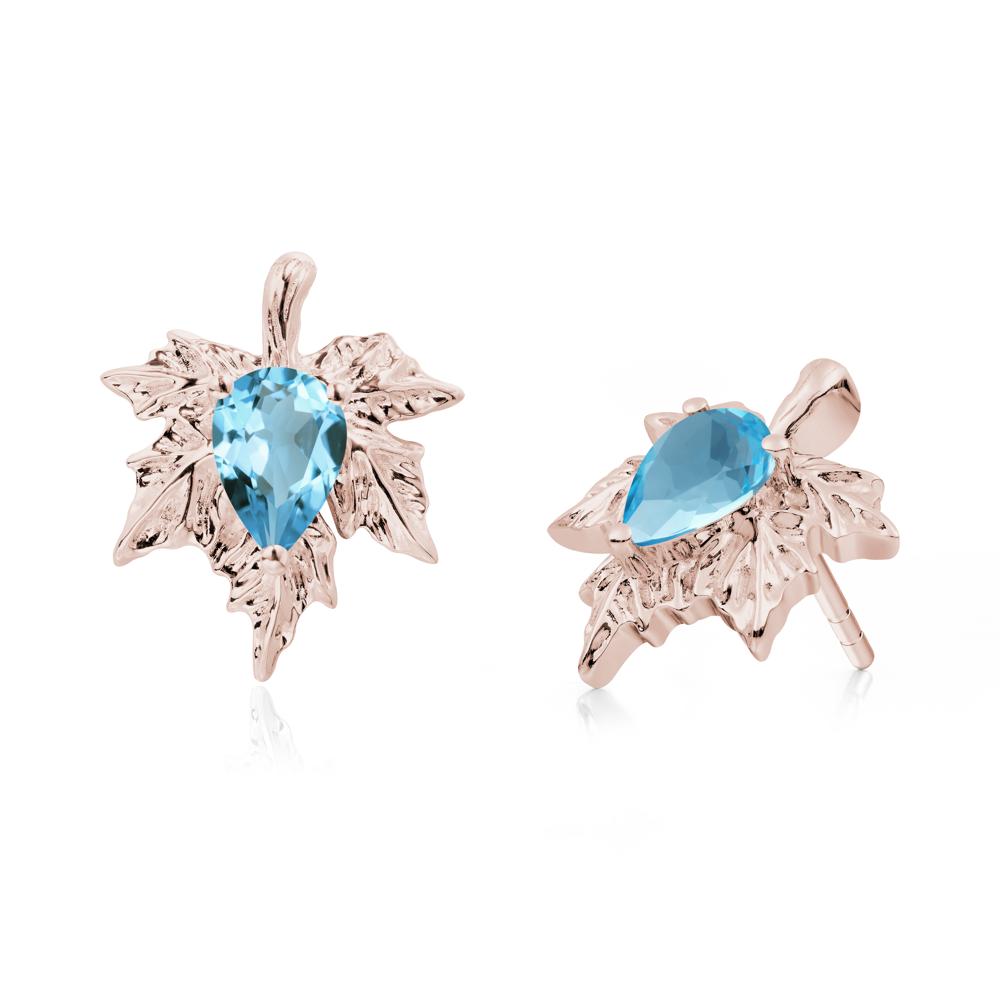 Swiss Blue Topaz Maple Stud Earrings - LUO Jewelry #metal_14k rose gold