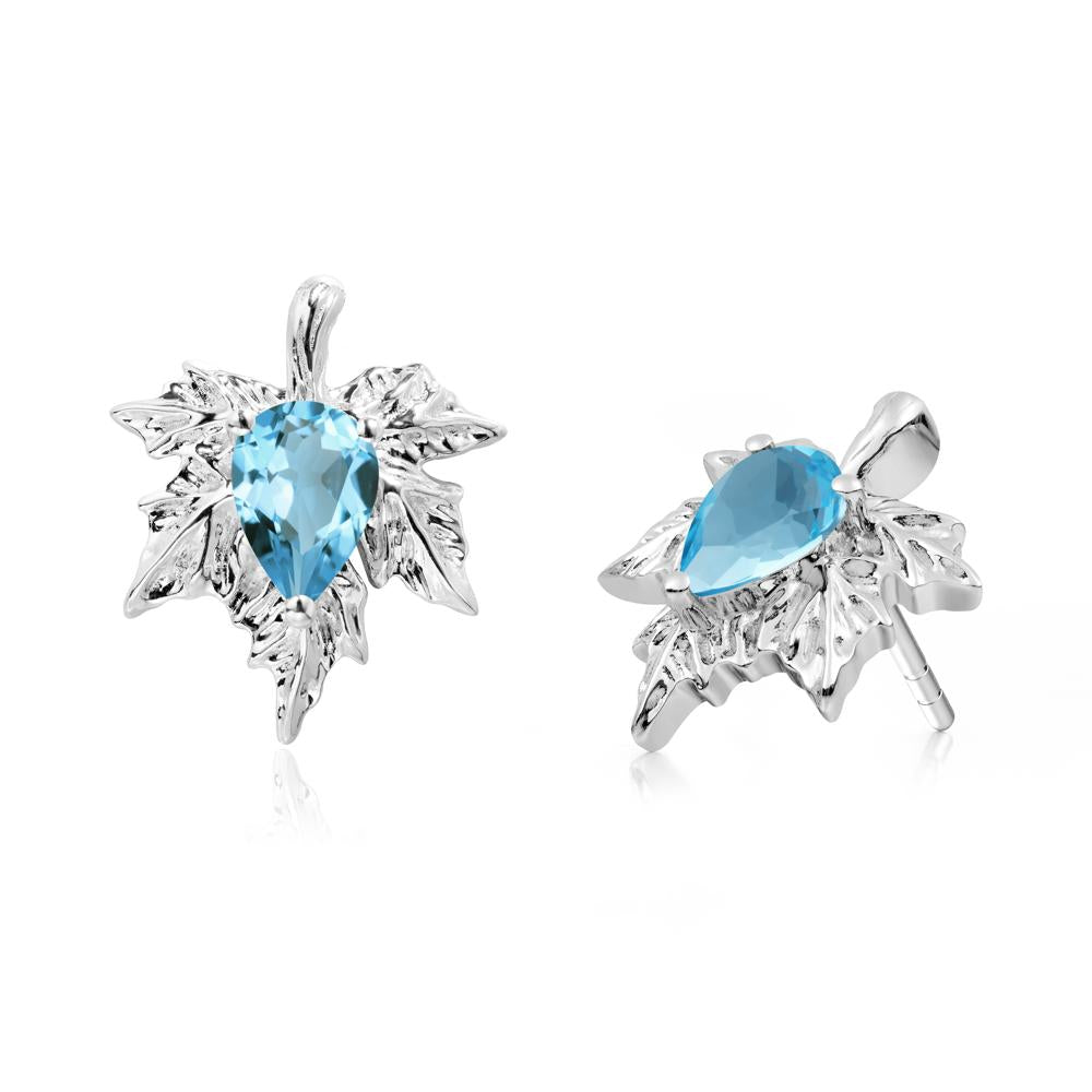 Swiss Blue Topaz Maple Stud Earrings - LUO Jewelry #metal_sterling silver