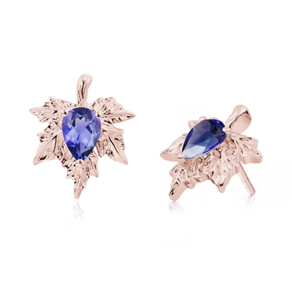 Tanzanite Maple Stud Earrings - LUO Jewelry #metal_18k rose gold