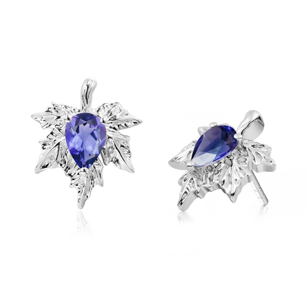 Tanzanite Maple Stud Earrings - LUO Jewelry #metal_18k white gold