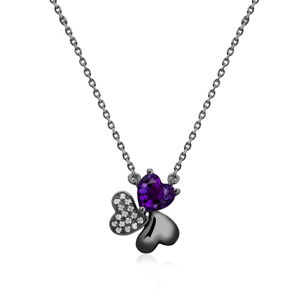 Amethyst Shamrock Necklace - LUO Jewelry #metal_black finish sterling silver