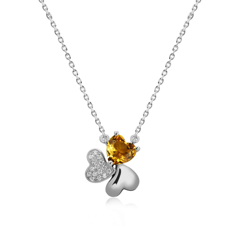 Lucky Clover Hearts Citrine Necklace - LUO Jewelry #metal_platinum
