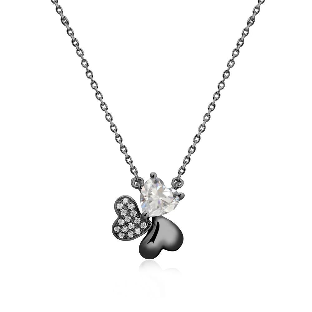 Cubic Zirconia Shamrock Necklace - LUO Jewelry #metal_black finish sterling silver