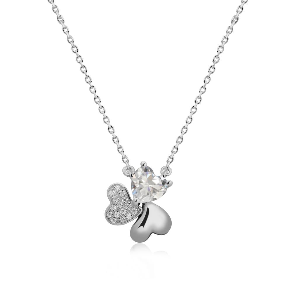 Cubic Zirconia Shamrock Necklace - LUO Jewelry #metal_platinum