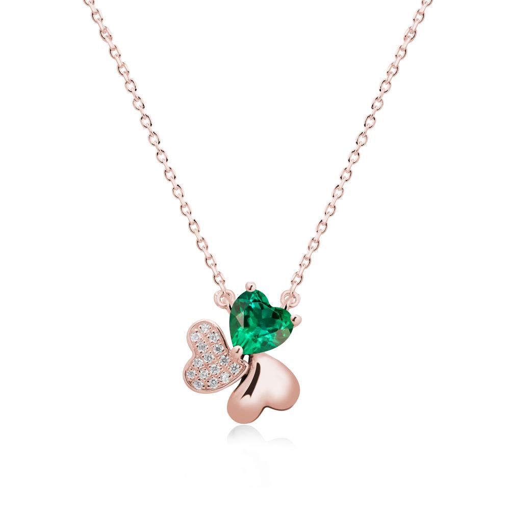 Emerald Heart Shape Shamrock Necklace - LUO Jewelry #metal_18k rose gold