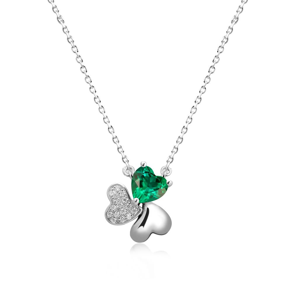 Emerald Heart Shape Shamrock Necklace - LUO Jewelry #metal_sterling silver