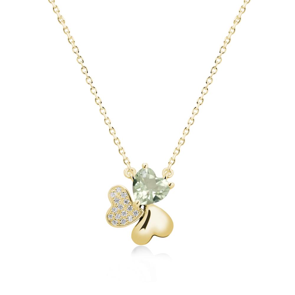 Lucky Clover Hearts Green Amethyst Necklace - LUO Jewelry #metal_18k yellow gold