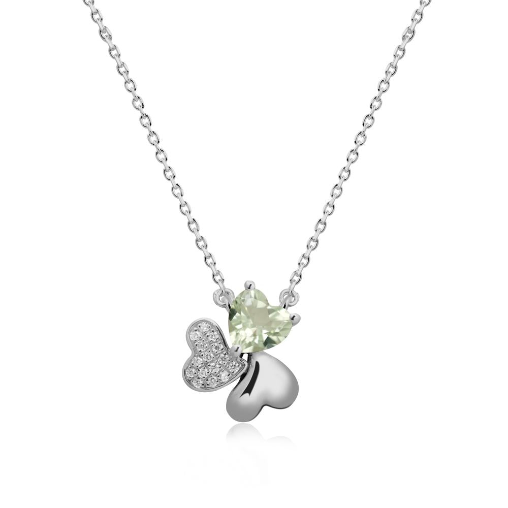 Lucky Clover Hearts Green Amethyst Necklace - LUO Jewelry #metal_platinum