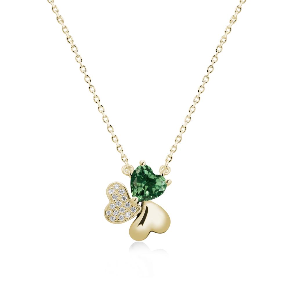Green Sapphire Shamrock Necklace - LUO Jewelry #metal_14k yellow gold