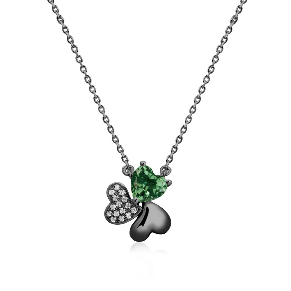 Green Sapphire Shamrock Necklace - LUO Jewelry #metal_black finish sterling silver