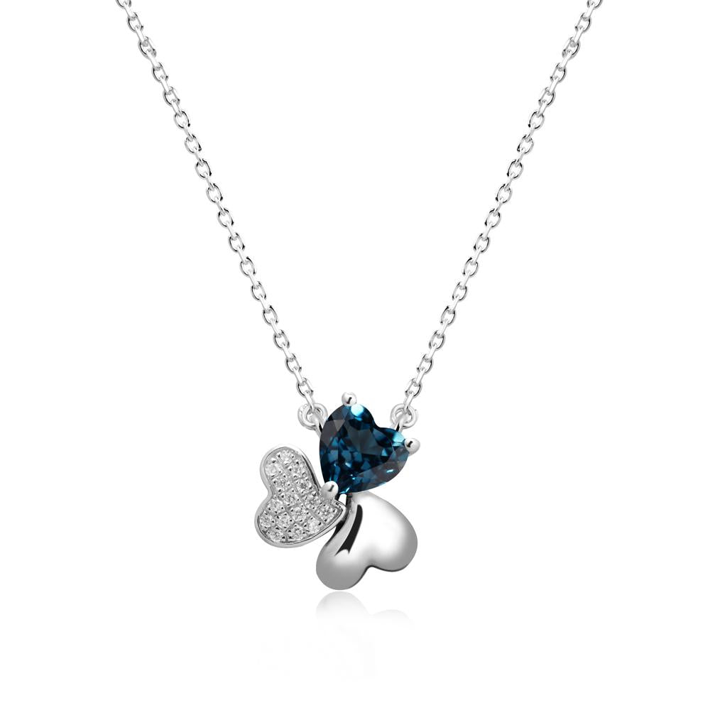 Heart Shaped London Blue Topaz Shamrock Necklace - LUO Jewelry #metal_18k white gold