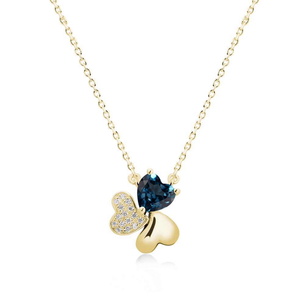 Heart Shaped London Blue Topaz Shamrock Necklace - LUO Jewelry #metal_18k yellow gold