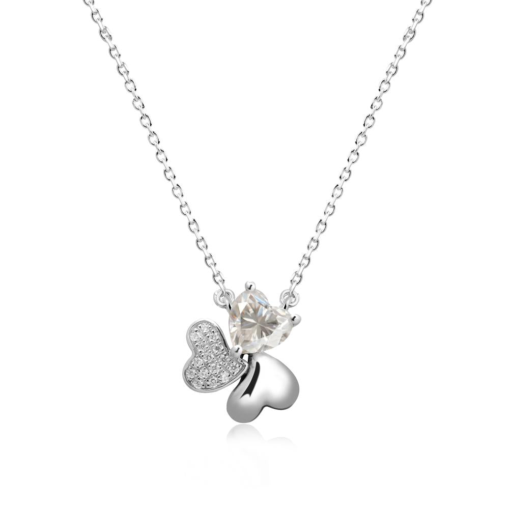 Moissanite Shamrock Necklace - LUO Jewelry #metal_14k white gold