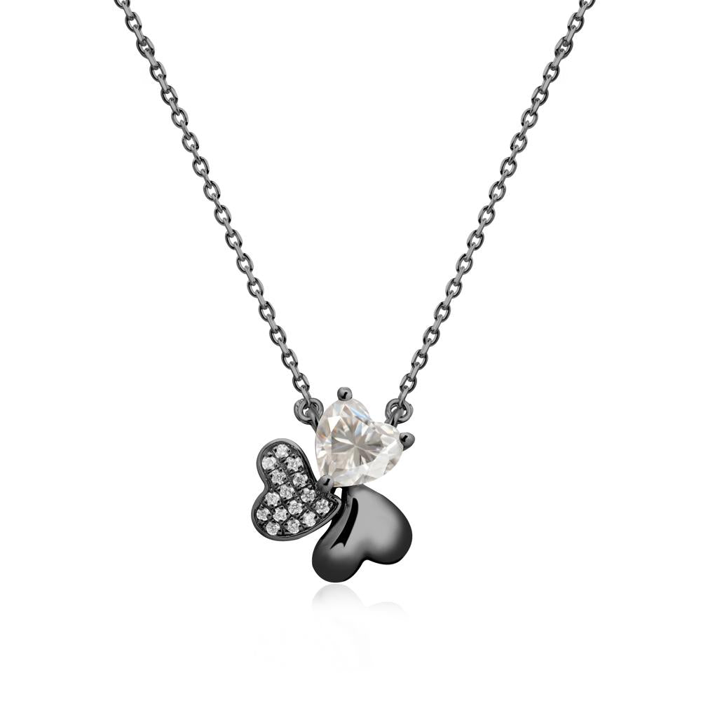 Moissanite Shamrock Necklace - LUO Jewelry #metal_black finish sterling silver