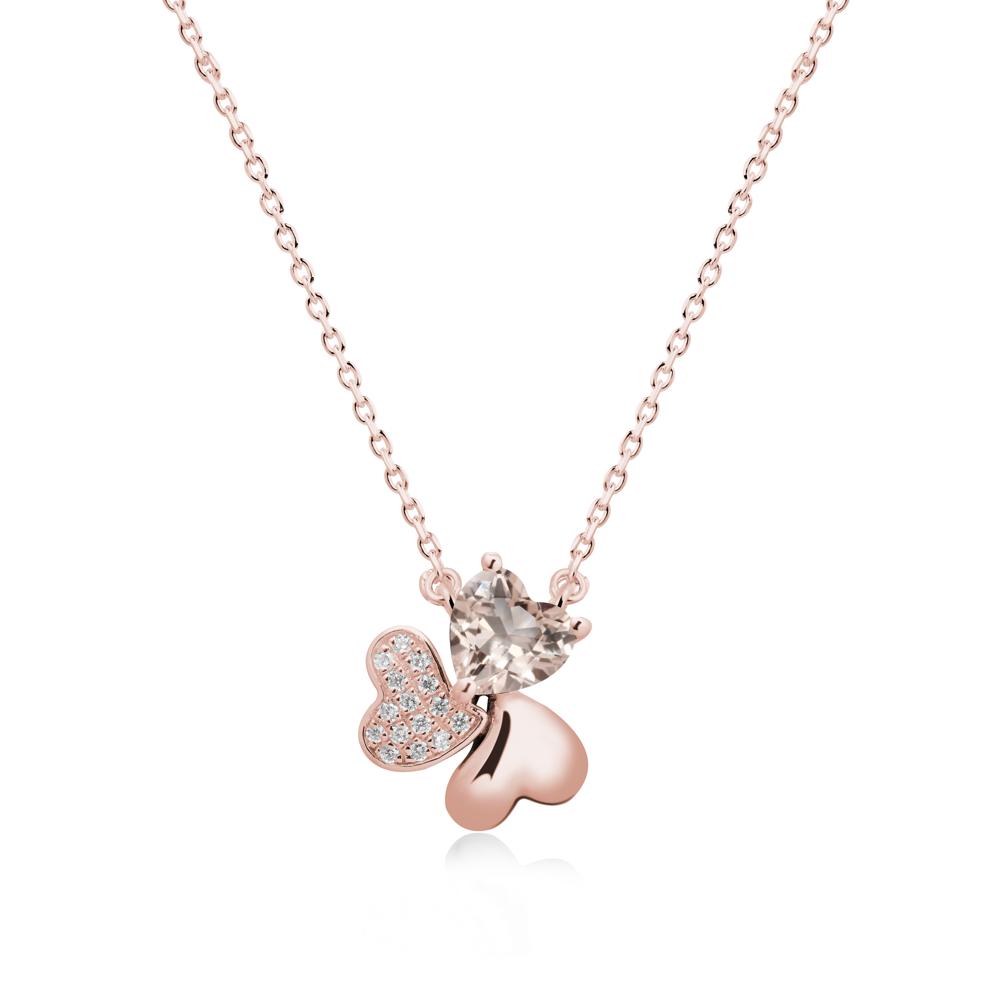 Morganite Heart Shape Shamrock Necklace - LUO Jewelry #metal_18k rose gold