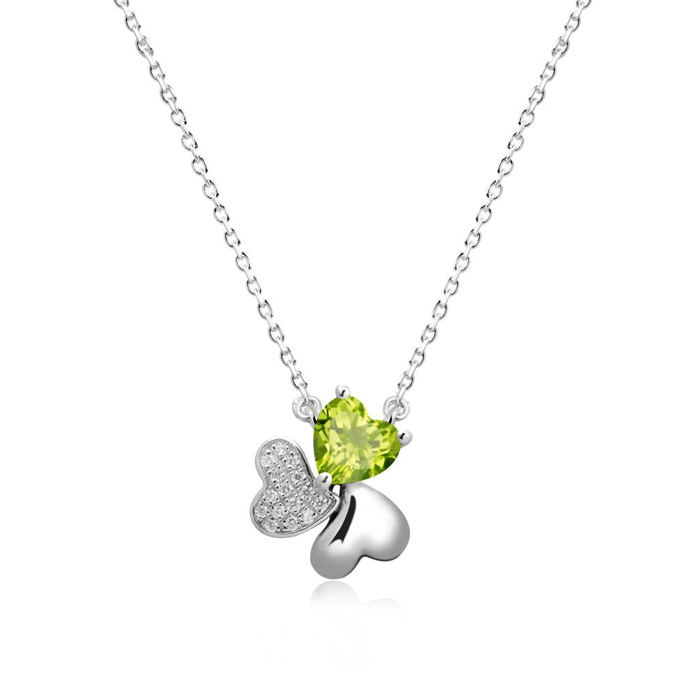 Lucky Clover Hearts Peridot Necklace - LUO Jewelry #metal_18k white gold